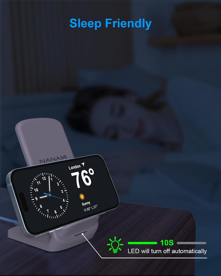 NANAMI Wireless Charger mit 20W PD Netzteil, 15W Induktive Ladestation Set | Für iPhone 17/16/15/14/