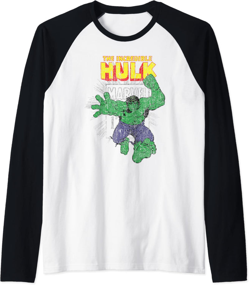 Marvel The Incredible Hulk Retro Comic Book Stamp Logo Raglan