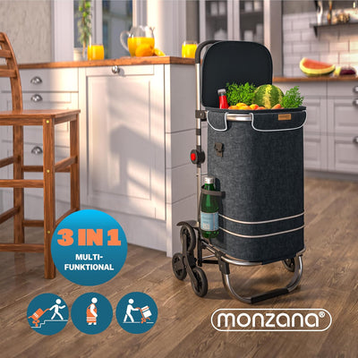 Monzana 2in1 Einkaufstrolley 38 L Klappbar Abnehmbare Tasche 6 Rollen Treppensteiger Einkaufswagen E