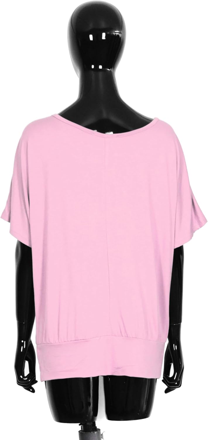 Van Der Rich ® - Oversize T-Shirt mit Fledermausärme - Damen #Feder-rosa M, #Feder-rosa M