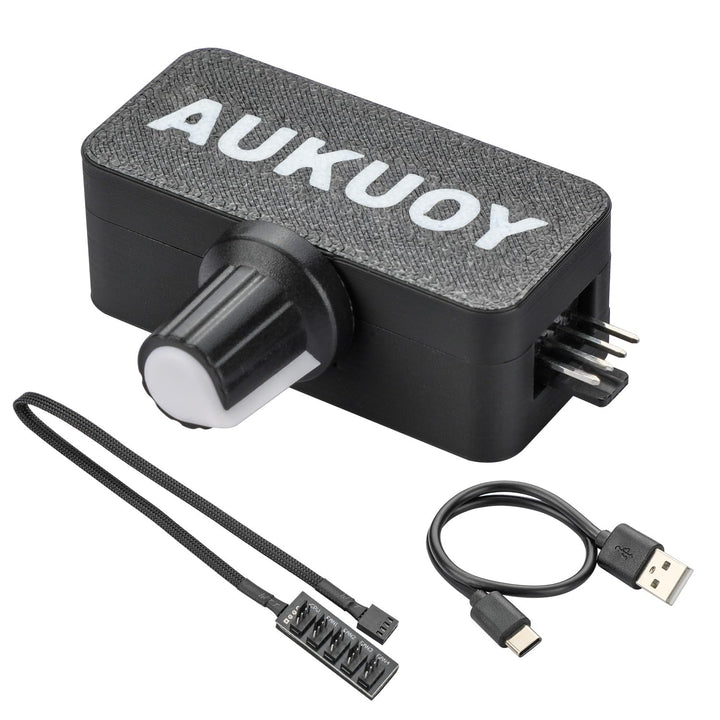 4 Pin 12V PWM-Lüfterregler mit USB-Stromkabel vom Typ C und 4 Pin 5-fach-PWM Lüfter-Splitter-Hub, Lü