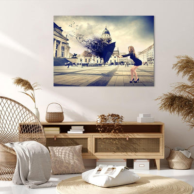 Bilder auf Leinwand 100x70cm Leinwandbild Stadt landmarken quadrat regenschirm Gross Wanddeko Bild S