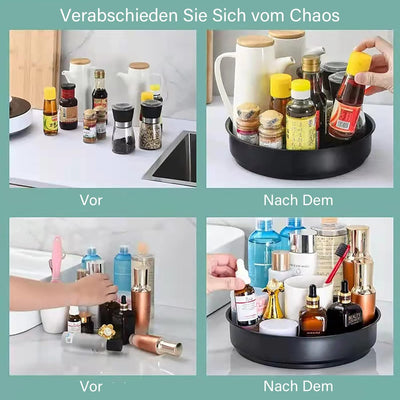 CALIYO Drehteller Organizer, Drehbares Gewürzregal aus Edelstahl, Gewürzregal Drehbar für Küche Spei