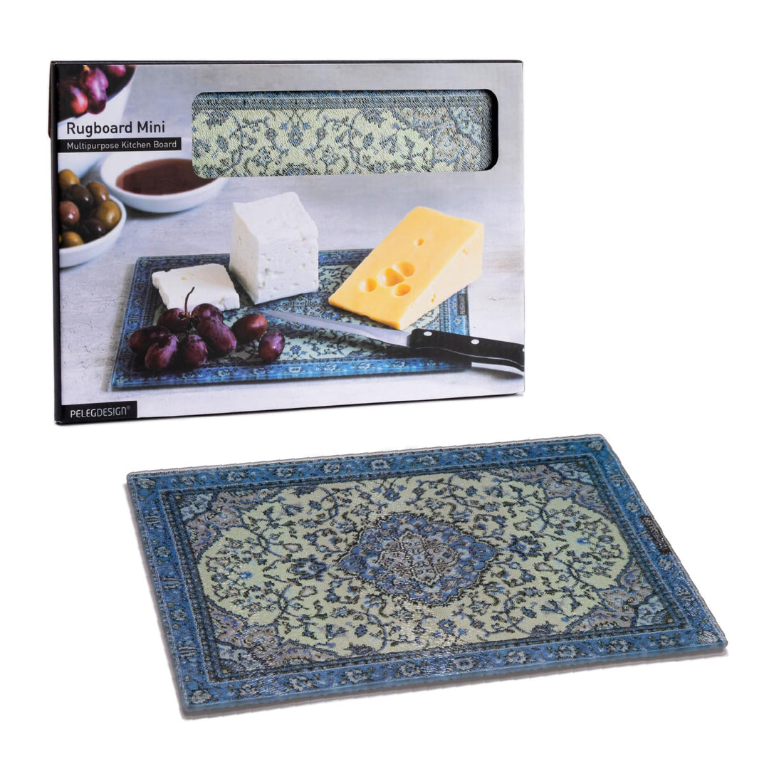 PELEG DESIGN Rugboard Mini Glasschneidebrett – Kleines Glasbrett im Teppich-Design, Hitzebeständiger