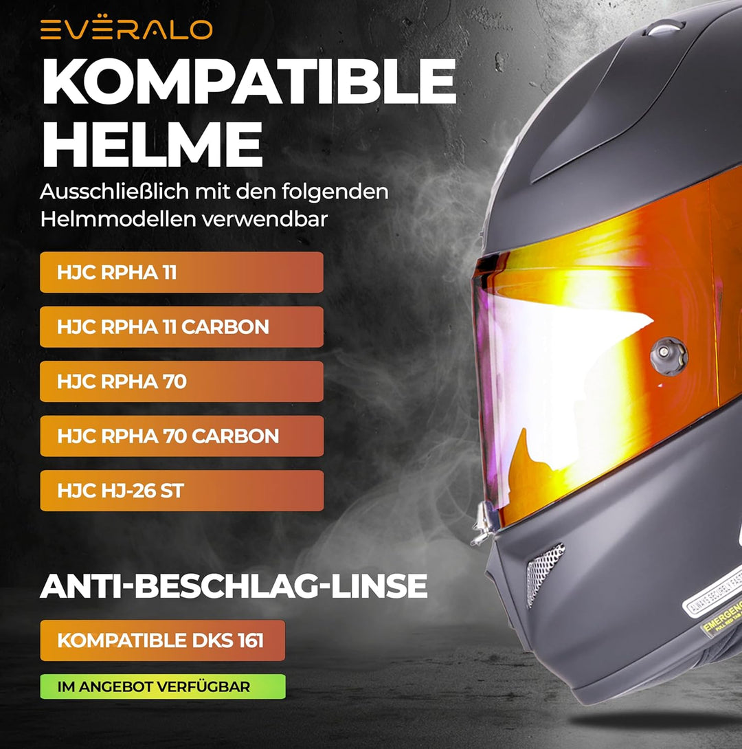 Everalo Kompatibel mit Hjc Rpha 70 Visier - Rpha 11 - Hj26 - Pinlock und Tearoff Ready - Helmvisier