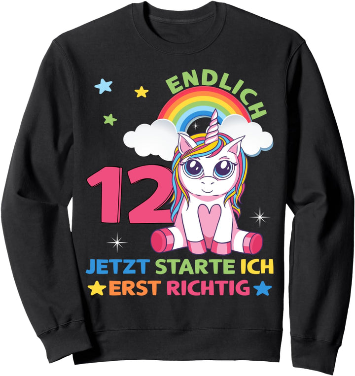 Lustiger Kindergeburtstag 12 Jahre Prinzessin Pferd Einhorn Sweatshirt