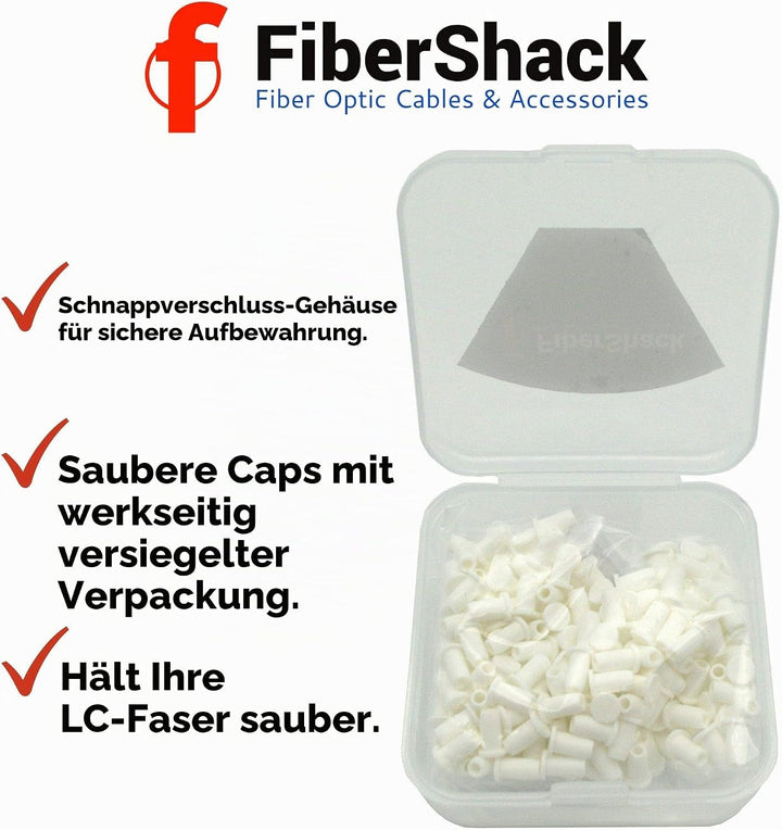 Fibershack LC-Glasfaser-Staubkappen, 200 x 1,25 mm LC-Faser-Staubkappen in einem Schnappverschluss-G