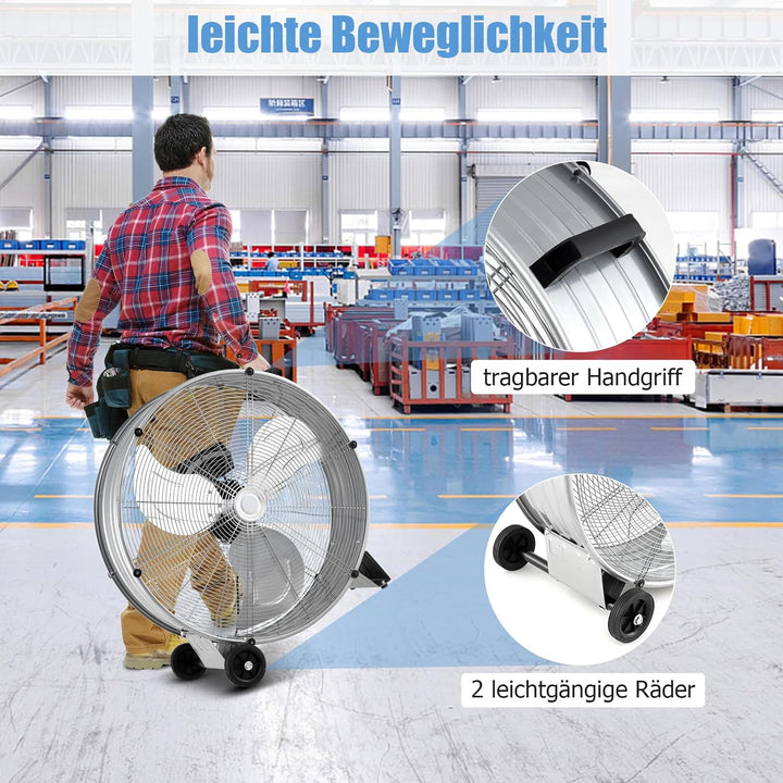 GOPLUS Ø 65 cm Trommelventilator, Standventilator mit 3 Windgeschwindigkeiten 1100/1200/1300 CFM, Bo