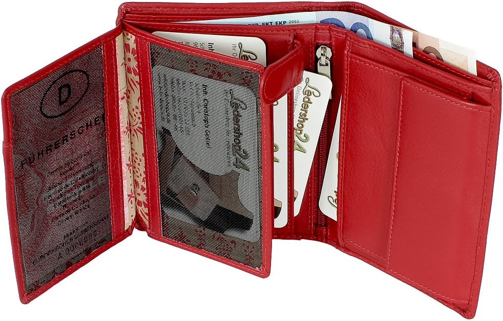 Branco Leder Geldbörse Portemonnaie Damenbörse Damen Geldbeutel Rot - Hochformat, Rot