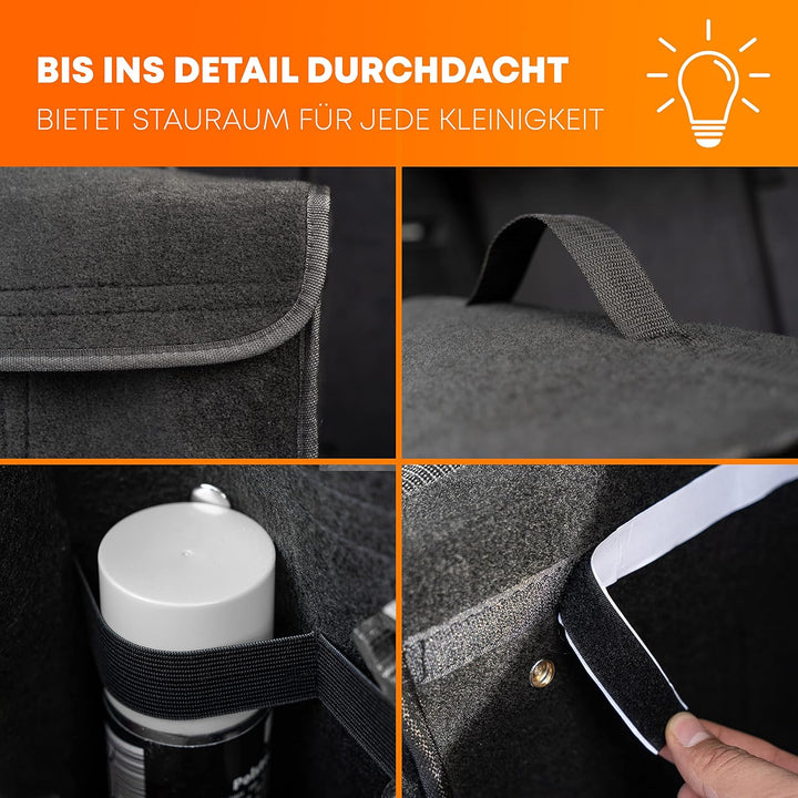 Upgrade4cars Auto Kofferraumtasche aus Filz mit Klett Fixierung Kfz Kofferraum Organizer Tasche für
