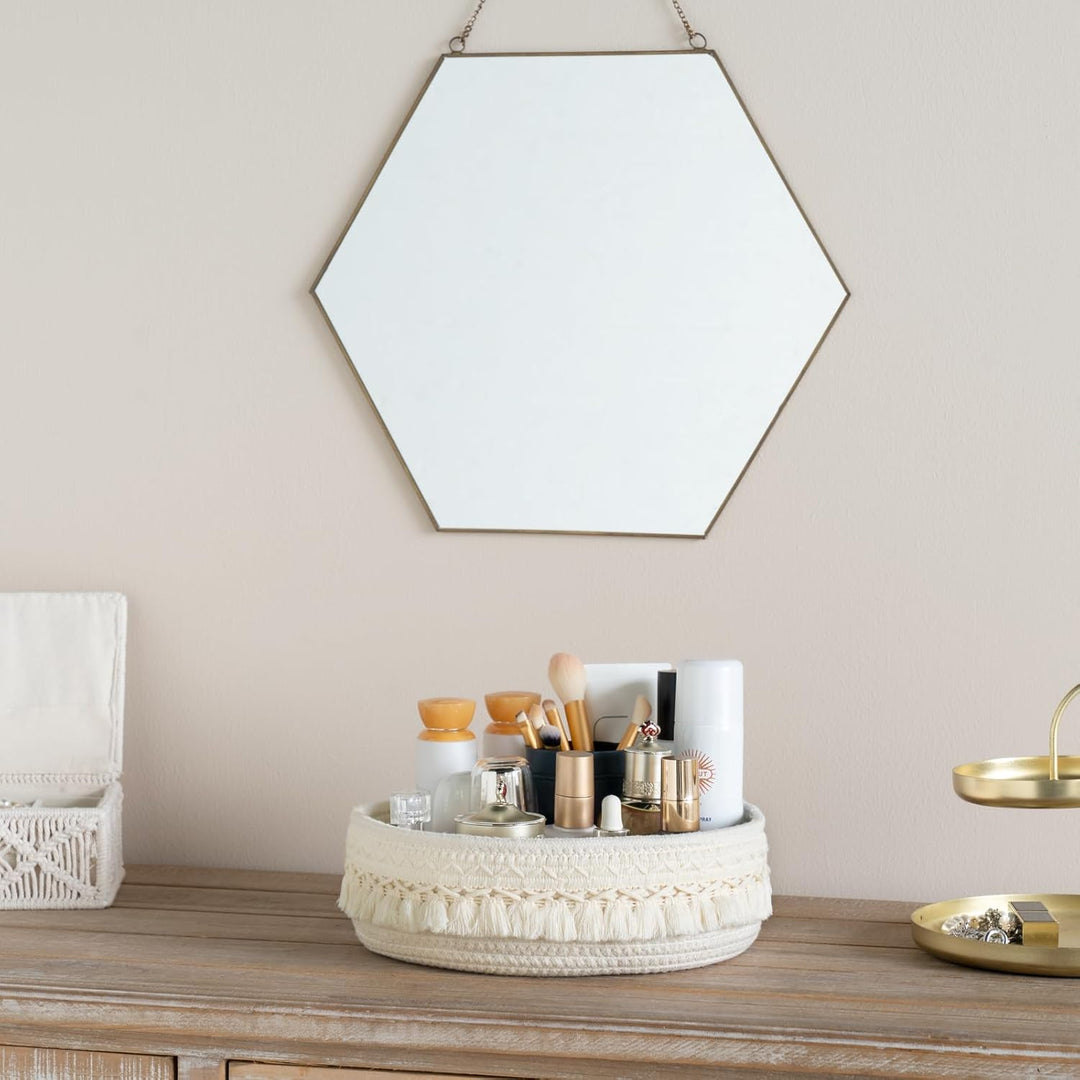 Mkono Make-up Halter Organizer Makrame Dekorativer Gewebter Seilkorb Boho Decor Kosmetik Schreibtisc