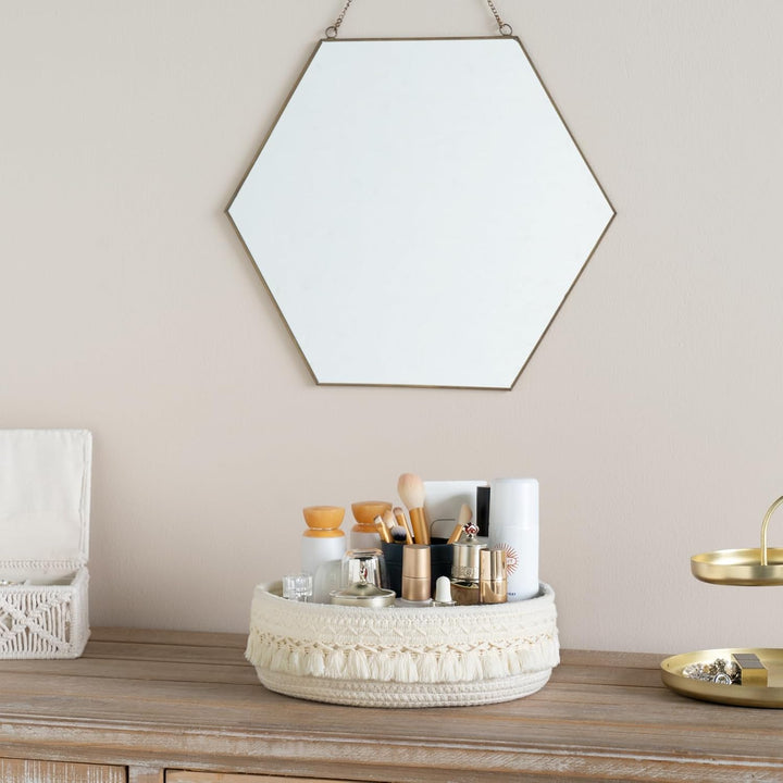 Mkono Make-up Halter Organizer Makrame Dekorativer Gewebter Seilkorb Boho Decor Kosmetik Schreibtisc