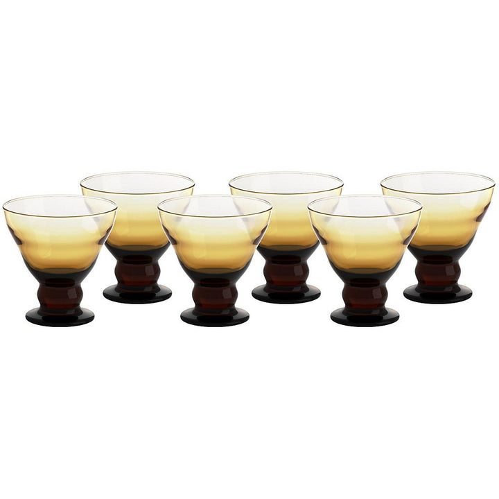GELATO VERO 6er Set Eisschale Set Dessertschale Eisbecher Glas Antico Bernstein 12,5 cm