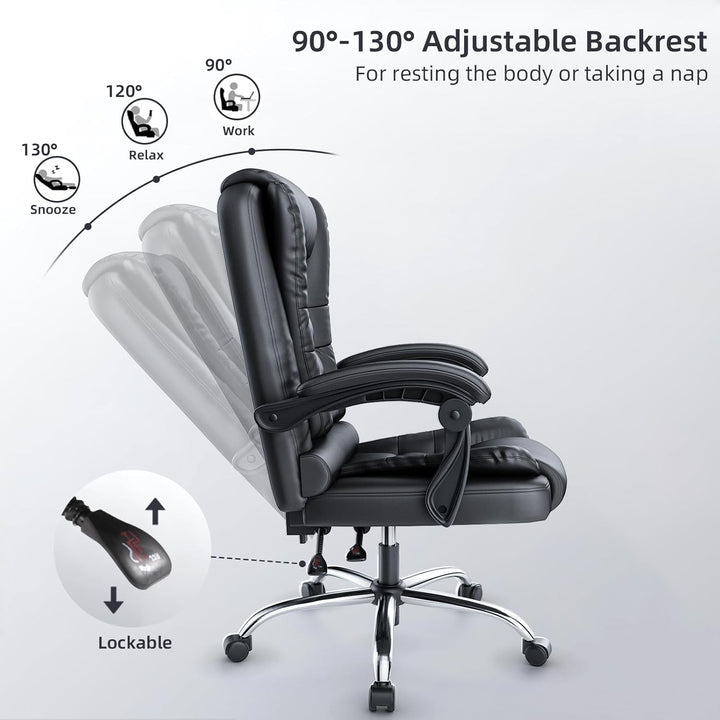 naspaluro Chefsessel Bürostuhl Ergonomischer PU-Leder Drehstuhl Hochlehner, Höhenverstellbarer Schre