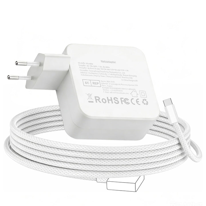 Ladekabel Mac Book Pro Air,96W USB-C auf Magnetic 3 MacBook Ladegerät Netzteil fur M5 M4 M3 M2 M1 Pr