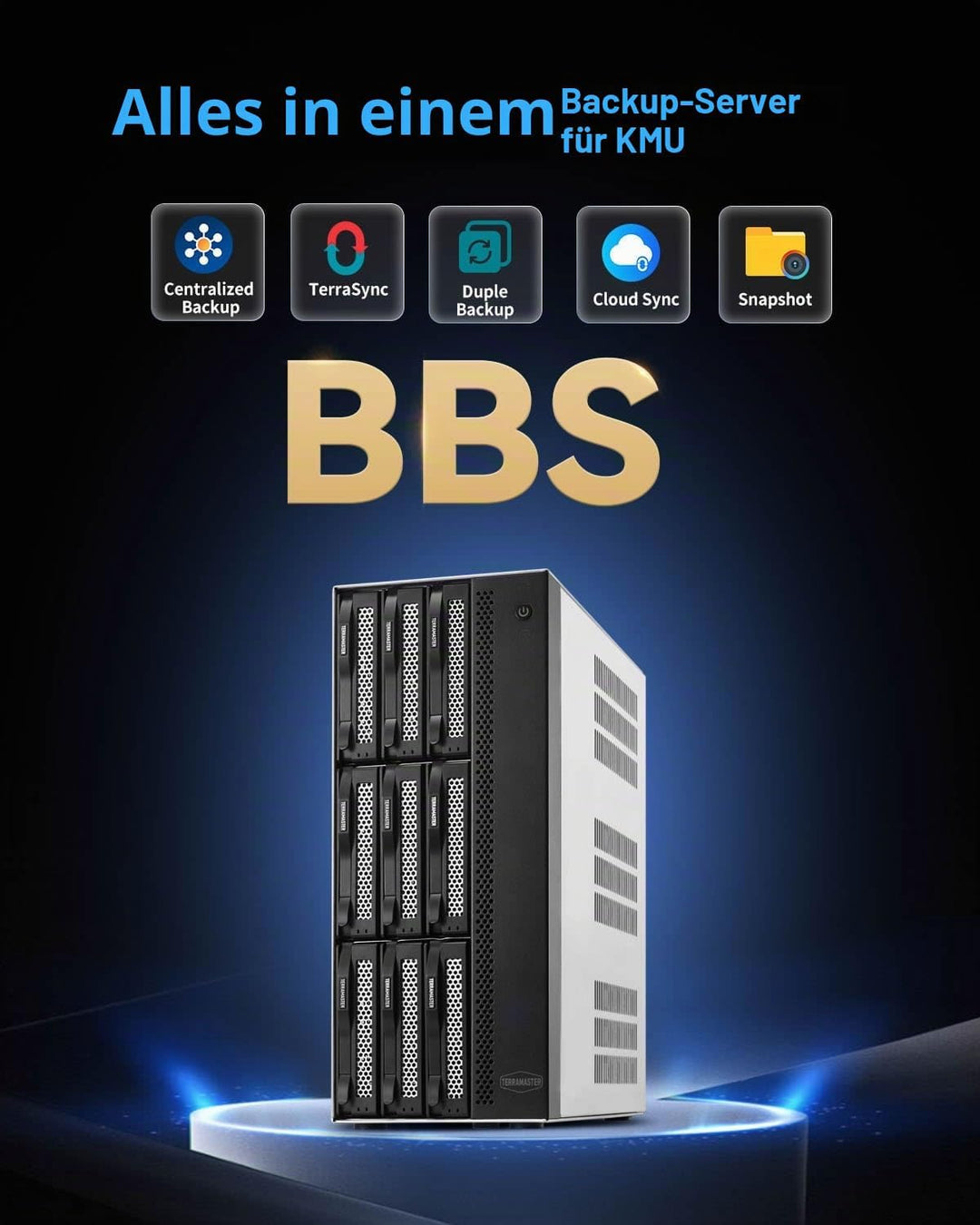 TERRAMASTER T9-500 Pro NAS Speicher - 9Bay Core i7 1255U 10 Kerne 12 Threads CPU, 16GB DDR5, 10GbE X
