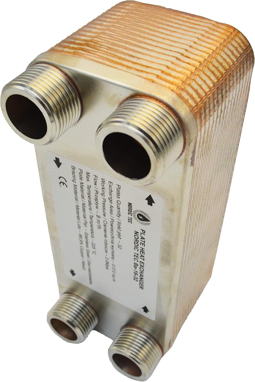 Edelstahl Plattenwärmetauscher Nordic Tec Ba-16-32 Plattenwärmeübertrager Wärmetauscher 32 Platten 1