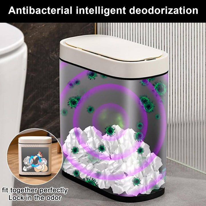 Mülleimer 8l, Smart Sensor Mülleimer Küche mit Deckel, Kosmetikeimer, Mülleimer Bad, Geruchsdicht &