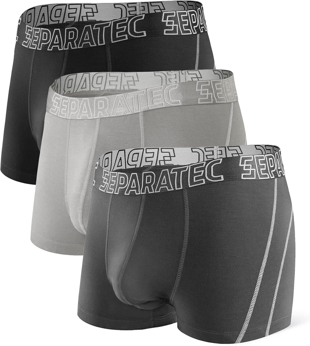 Separatec Herren Boxershorts Glattes Bambus Rayon mit getrennten Beuteln Unterwäsche 3er Pack Boxers