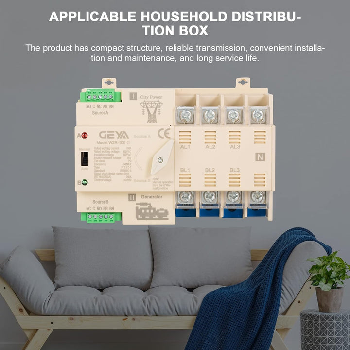 W2R Mini ATS, GEYA 2P/3P/4P Doppia Alimentazione Automatischer Transferschalter, Ununterbrochener El