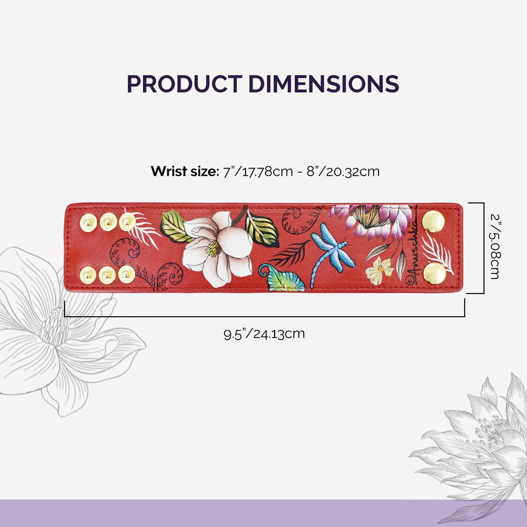 Anuschka Lederarmband für Frauen, Handbemalt, Grössenverstellbar Crimson Garden, Crimson Garden