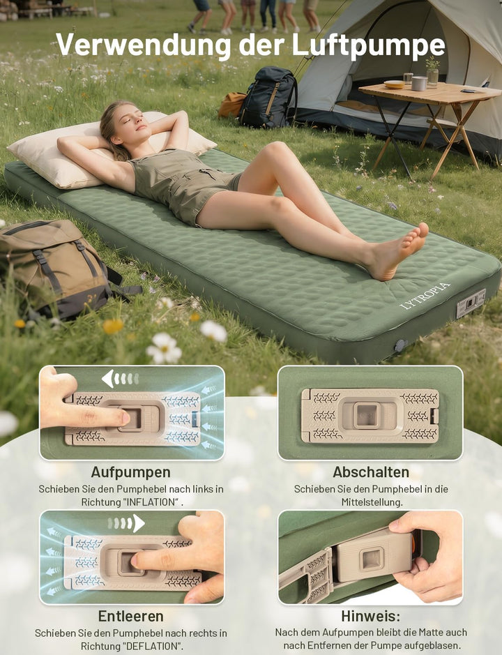 Isomatte Selbstaufblasend aus Schaumstoff mit Eingebaute Elektrische Pumpe, 10CM Dicker luftmatratze