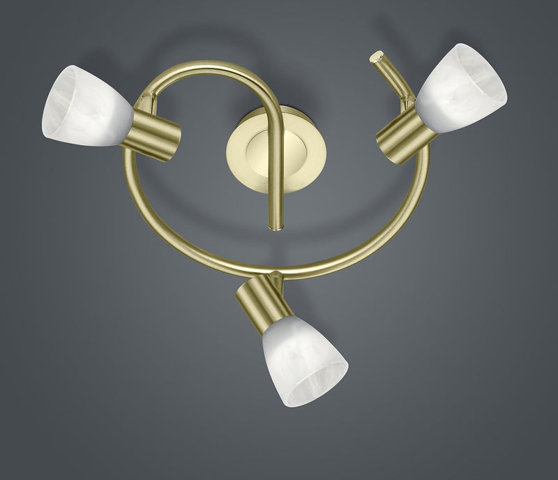 Trio Leuchten LED-Deckenleuchte "Levisto" in Messing Gold, Glas alabasterfarbig weiss 871090308 Deck