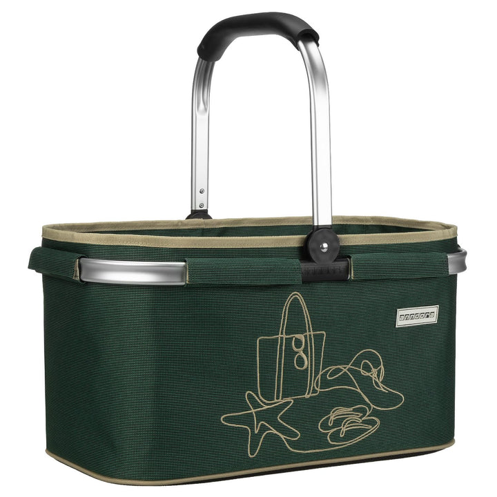 anndora Einkaufskorb GREEN 22 Liter - dunkelgrün bestickt, Grün
