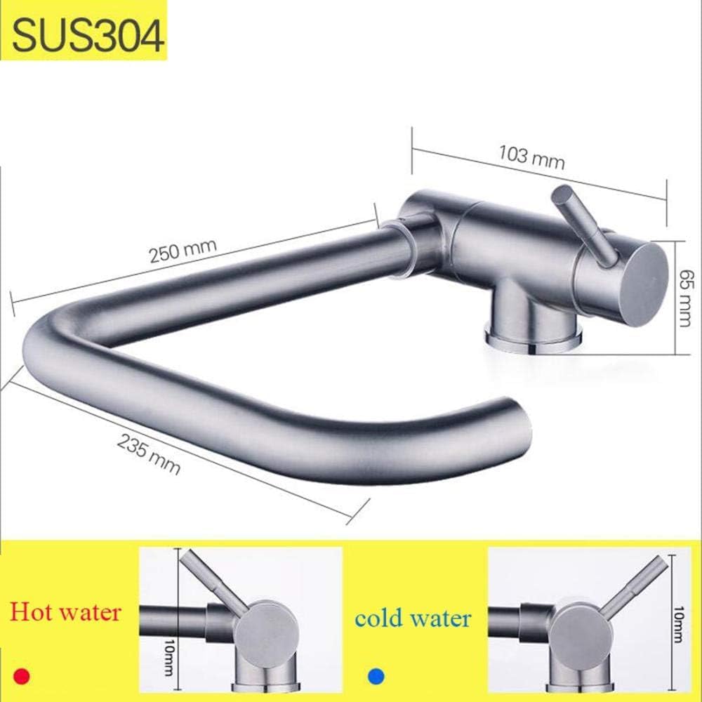 Garvee Küchenarmatur Klappbar für Vorfenster Montage, SUS304 Edelstahl Wasserhahn Küche 360° Schwenk
