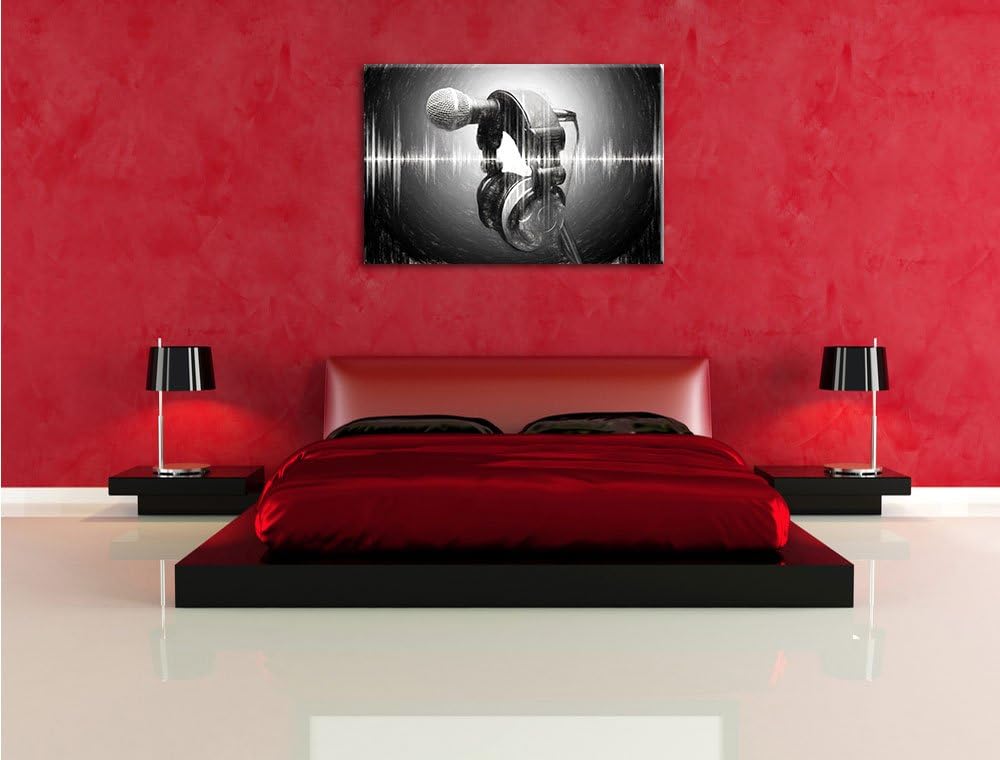 Mikrofon Kohle Effekt, Format: 100x70 auf Leinwand, XXL riesige Bilder fertig gerahmt mit Keilrahmen