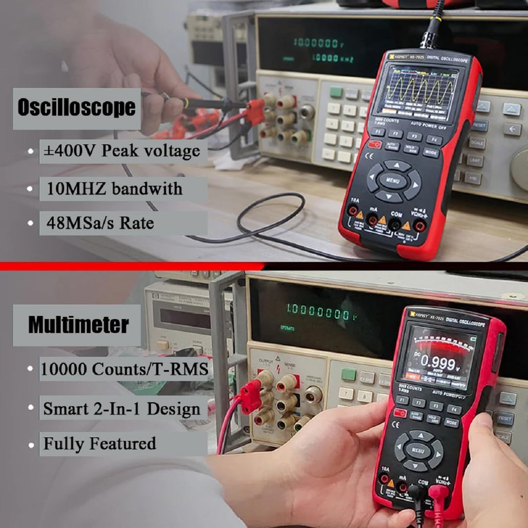 Handheld Oszilloskop, 9999 Counts Digital Multimeter, 3-in-1 Universal Tester, 10MHz Bandbreite 48MS