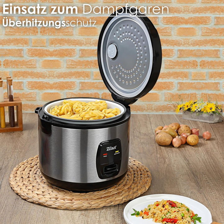 Reiskocher 1,5 Liter Multikocher Aluminium 500 Watt Automatische Abschaltfunktion Dampfkocheinsatz R