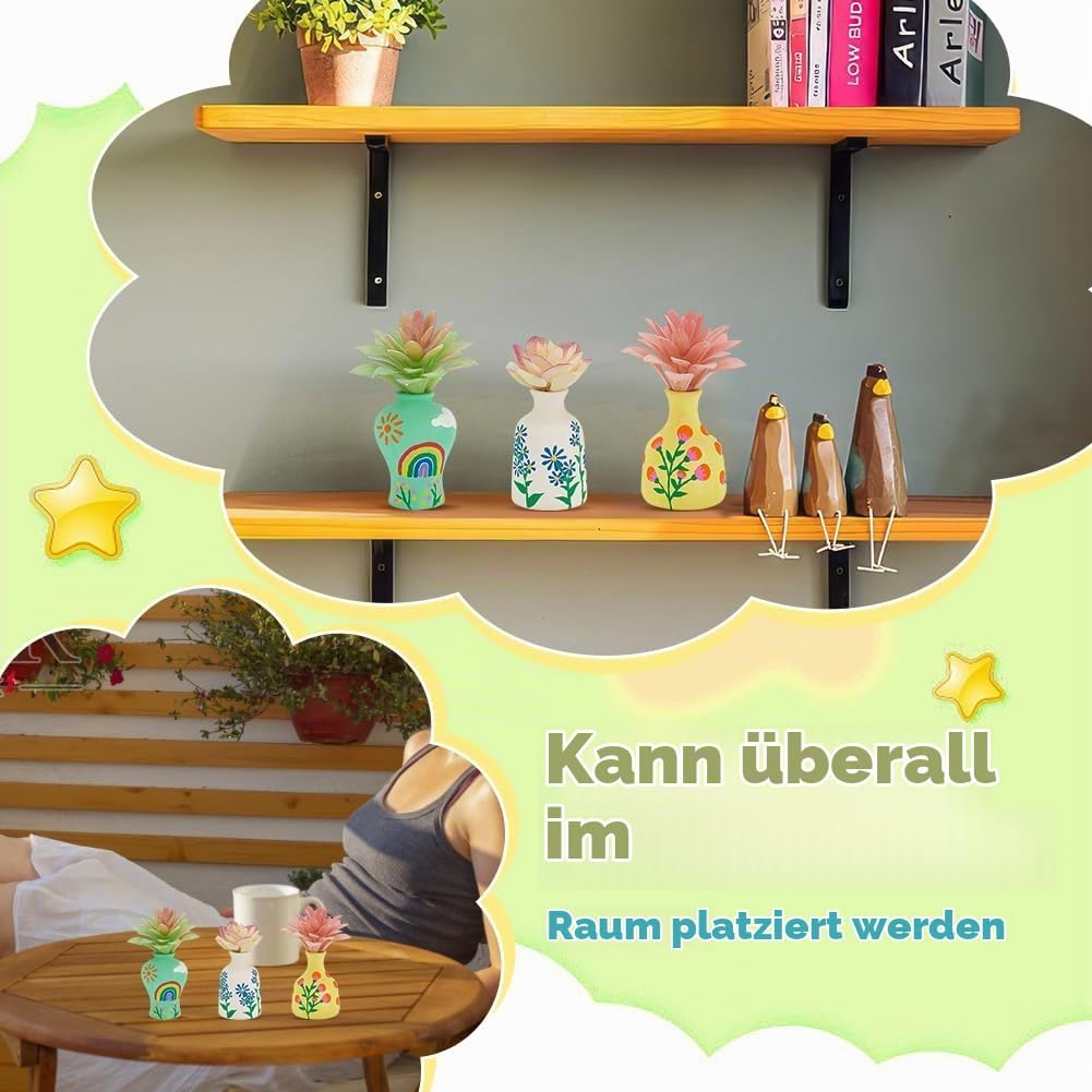 WEBEEDY 3 Stile Vasen Töpfermalset Bemalen Sie Ihre Eigene Keramiktopf Unbemalte Keramikblumentöpfe