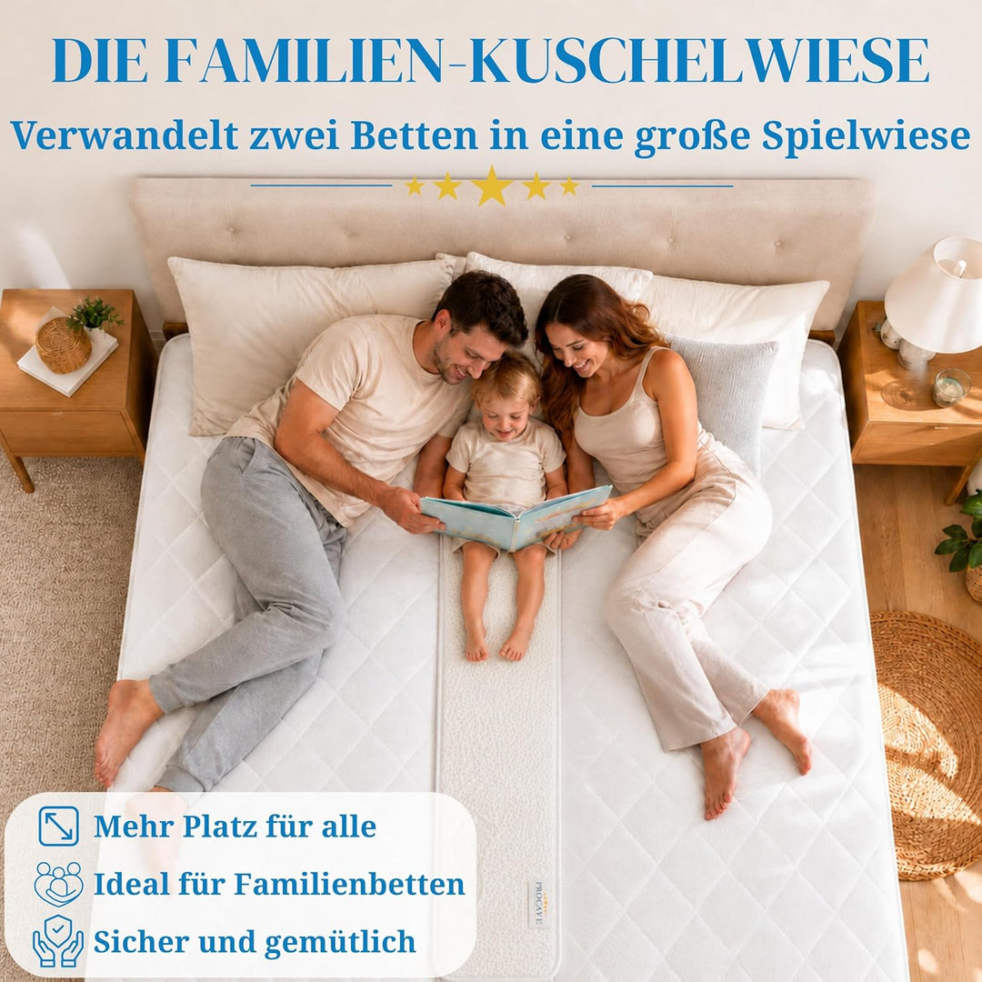 PROCAVE Matratzenkeil mit AloeVera-Bezug 25 x 200 cm, ein Matratzen Ritzenfüller verbindet zwei Matr