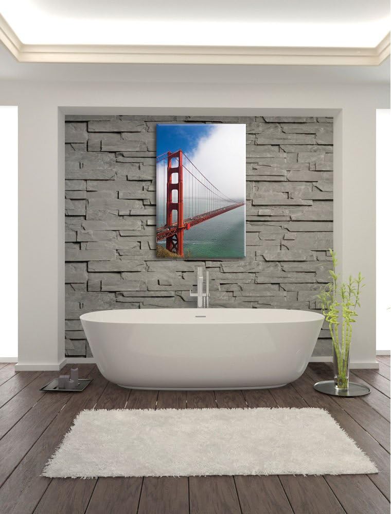 Pixxprint Golden Gate Bridge San Francisco / 100x70cm Leinwandbild bespannt auf Holzrahmen/Wandbild