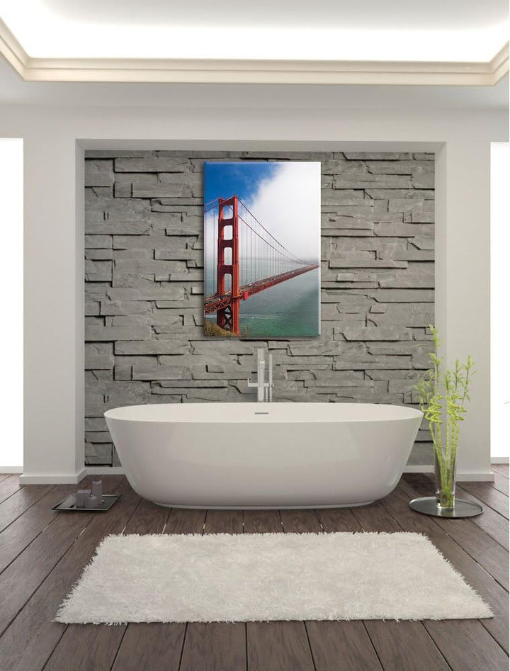 Pixxprint Golden Gate Bridge San Francisco / 100x70cm Leinwandbild bespannt auf Holzrahmen/Wandbild