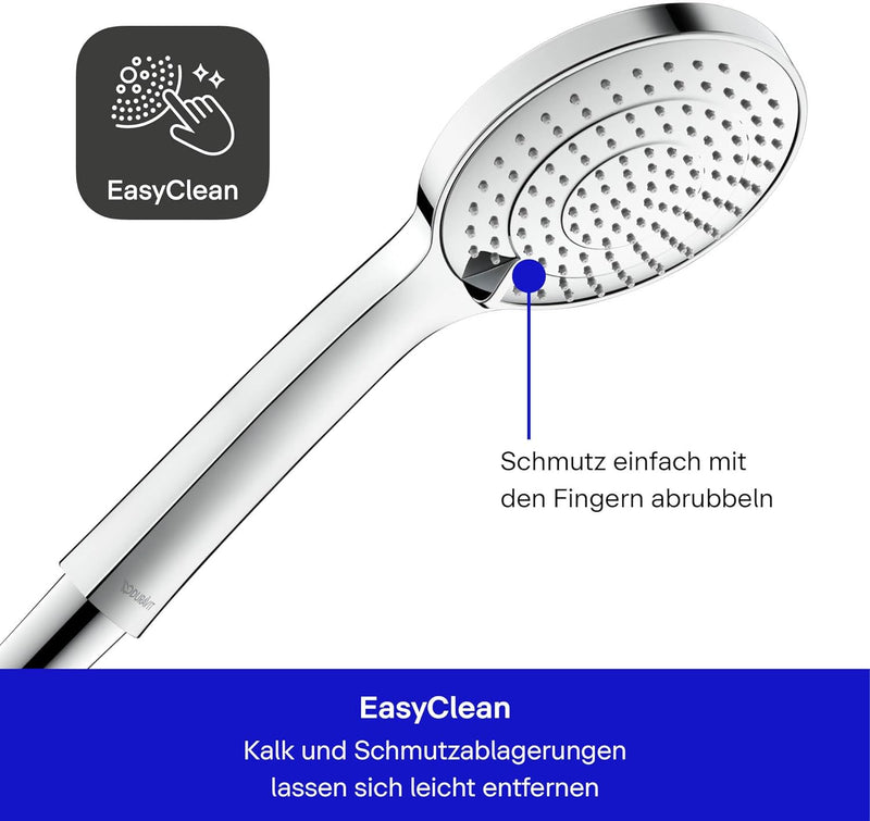 Duravit Universal Brauseset, wassersparende Handbrause rund ((Ø 110 mm), Wandanschlussbogen, flexibl