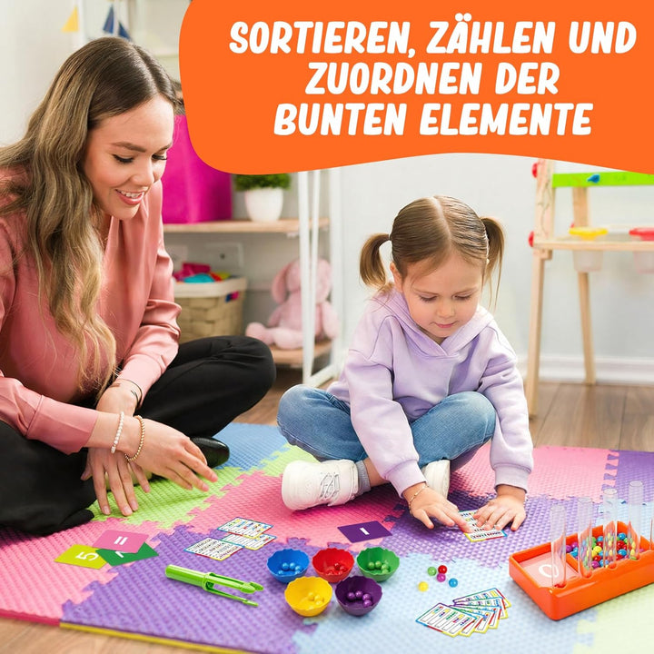 Farben Lernen Ab 3 4 5 Jahre, Montessori Spielzeug, Zähl und Farbsortierspielzeug für Kinder, Mathem