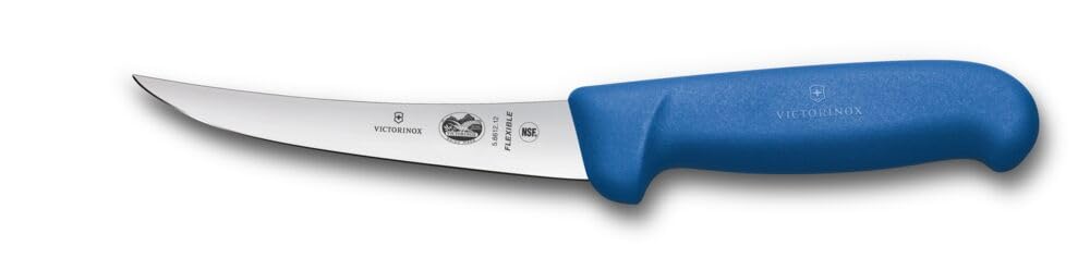 Victorinox Fibrox Ausbeinmesser, Scharfes Küchenmesser für Fleisch und Fisch, 12 cm, Gebogene Klinge