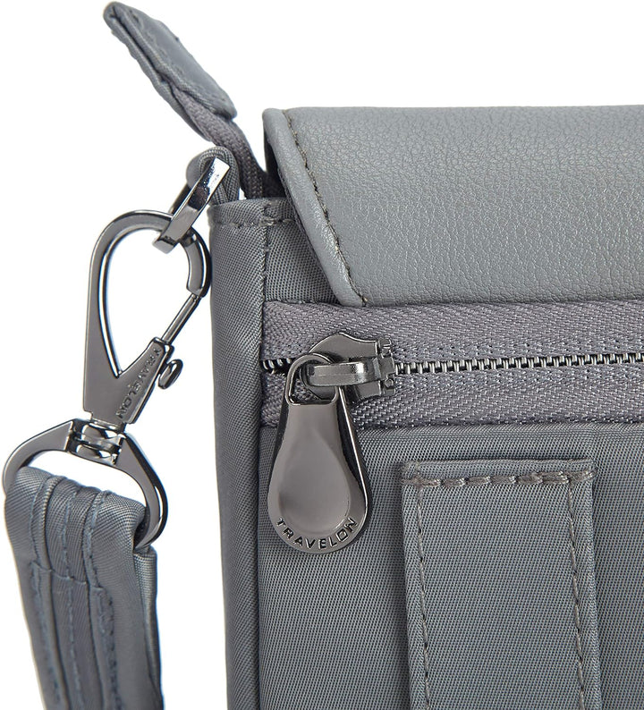 Travelon Unisex Addison Convertible Crossbody, Anti-Diebstahl, Gürteltasche, grau, Grau