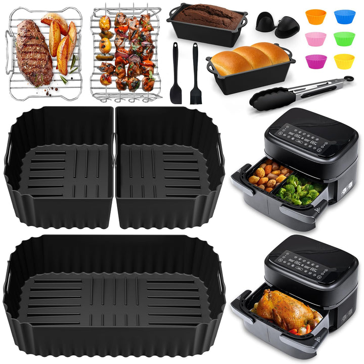 Heissluftfritteuse Zubehör für Philips Dual Flexbasket Airfryer 1000 Series 7,1L, 3Pcs Massgeschneid