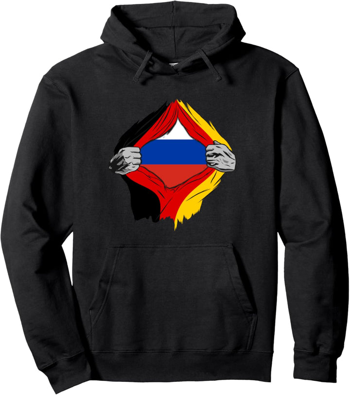 Deutschland Flagge und Russland Pullover Hoodie