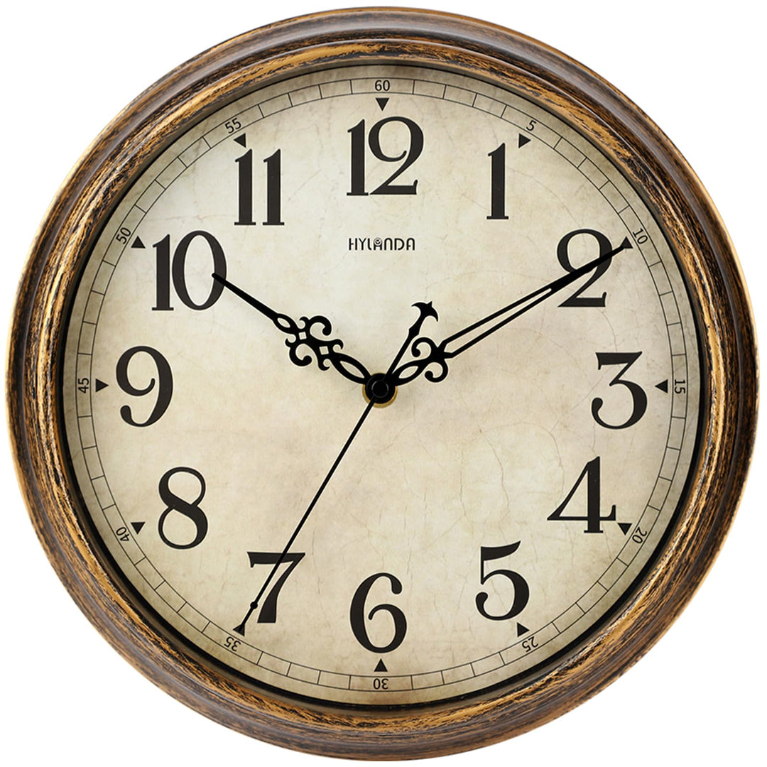 HYLANDA Wanduhr - Vintage-Stil, batteriebetrieben - Retro, geräuschlos, Nicht tickend - Dekoration,