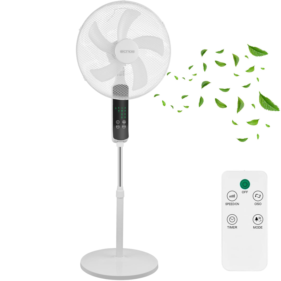 Echos® Standventilator Ø43cm kraftvoller Ventilator sehr leise energiesparend hoher Luftdurchsatz 3
