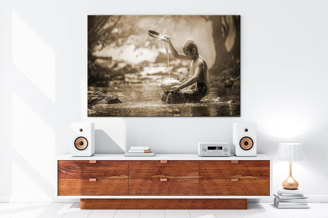 deyoli Buddhistischer Mönch Format: 80x60 Effekt: Sepia als Leinwandbild, Motiv fertig gerahmt auf E