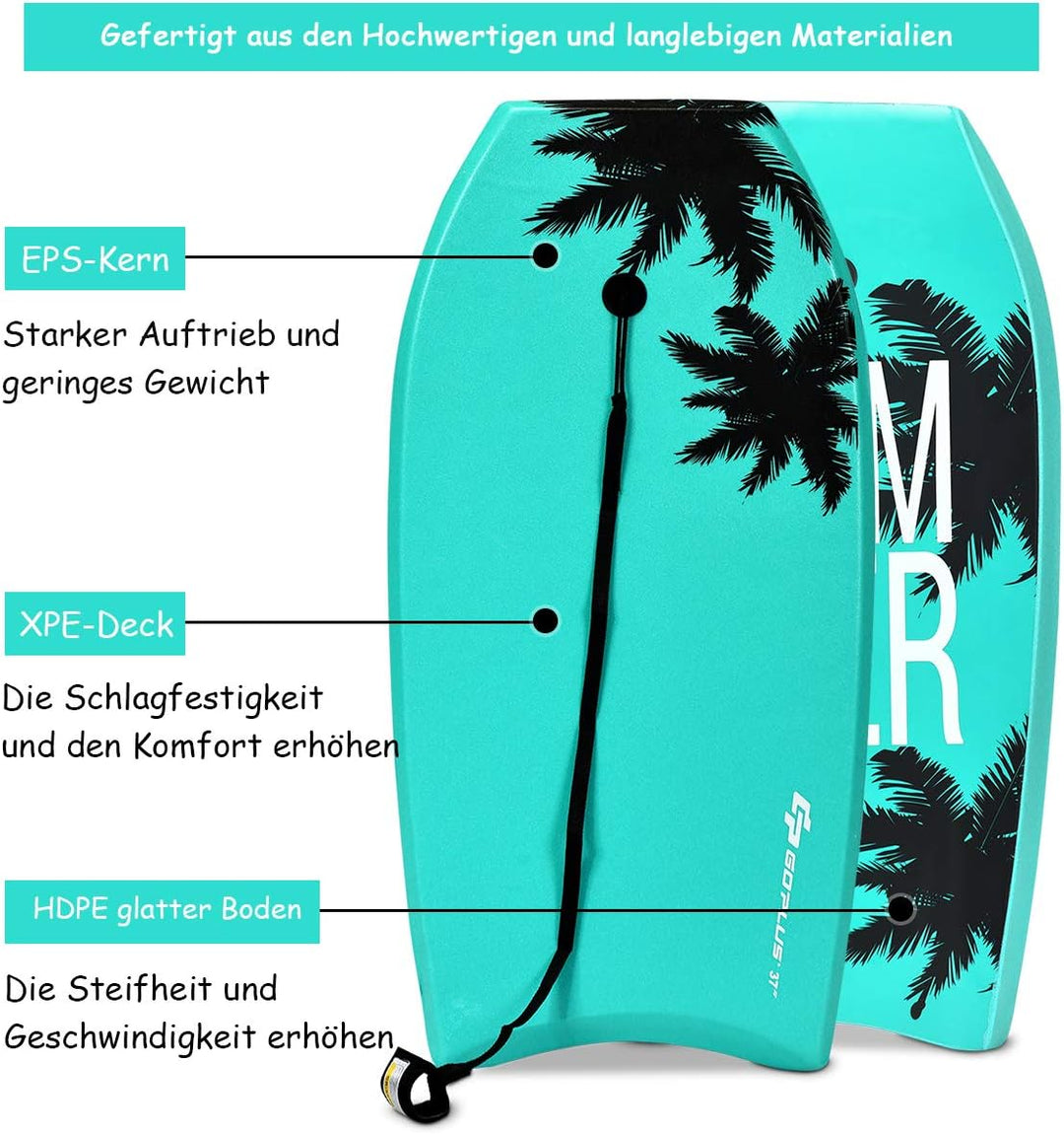 COSTWAY Bodyboard, Schwimmbrett Schwimmboard, Surfbrett Kinder, Surfboard, Sup-Board 83x47x5,5cm Grü