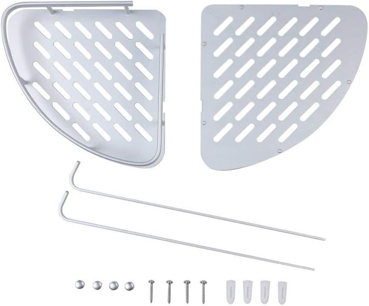 Duschregal, eloxiertes Aluminium, 2 Ablagen, mit Rostschutz, Badezimmer-Eckregal, wandmontiert, Plat