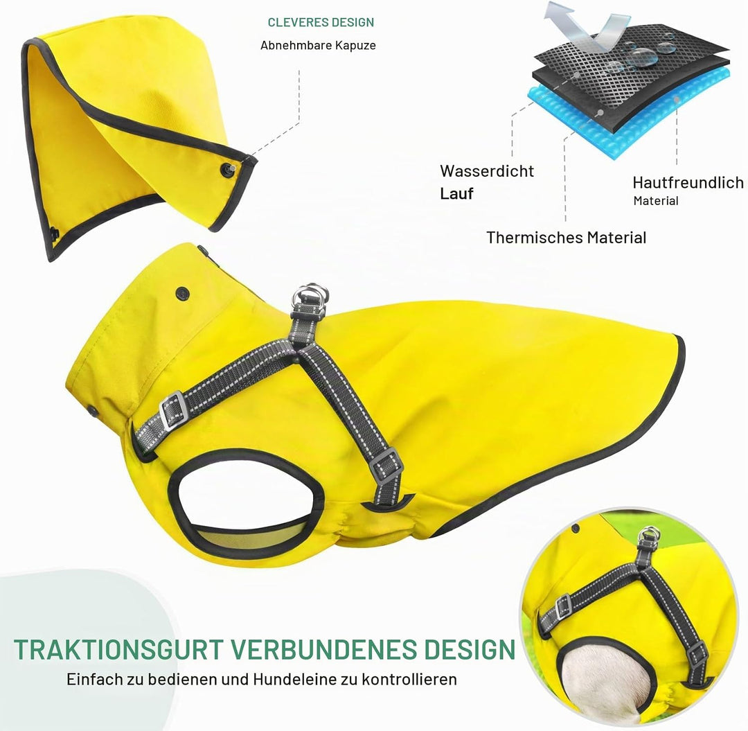 Mosucoirl Hunde Regenmantel Wasserdichter Hunde Kapuzenpullover Reflektierender Hunde Regenmantel mi