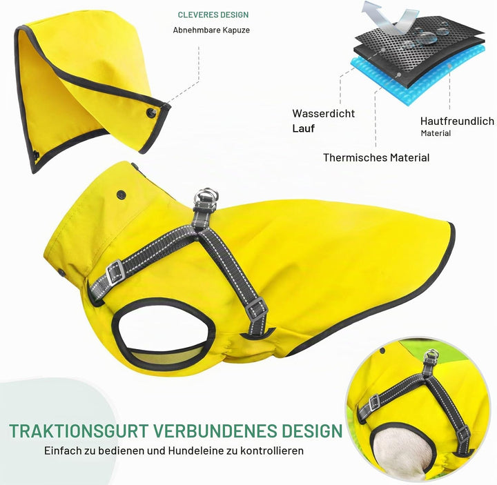 Mosucoirl Hunde Regenmantel Wasserdichter Hunde Kapuzenpullover Reflektierender Hunde Regenmantel mi