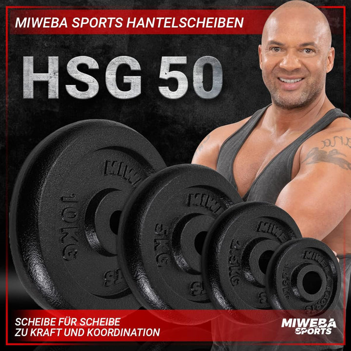 Miweba Sports Hantelscheiben Set HSG | 𝐏𝐫𝐨𝐟𝐢 Hanteln - 1.25-10.0 Kg Hantelscheibe - Hantel Scheiben